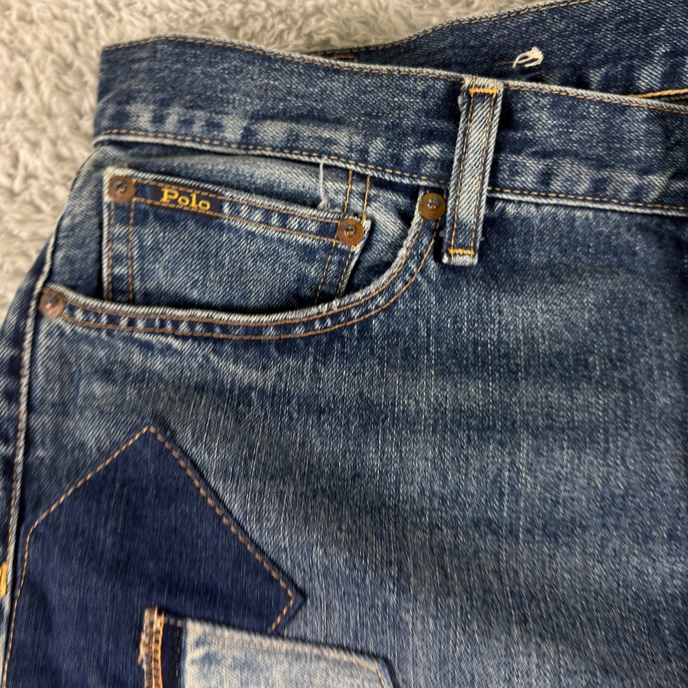Polo Ralph Lauren Avery Boyfriend Patchwork Bandana Distressed Denim Jeans 31 - Picture 4 of 16